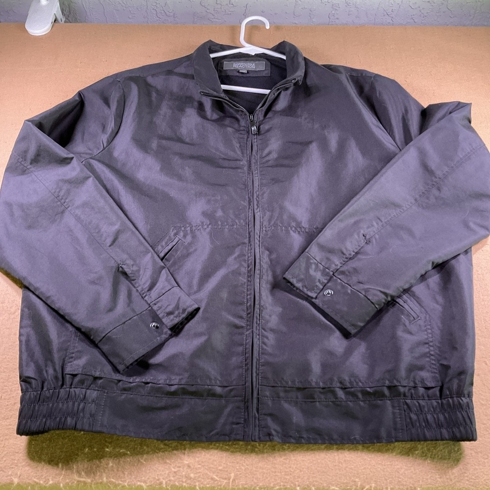Kenneth Cole Reaction Mens XXL Black Full Zip Mesh Lined Windbreaker Jacket